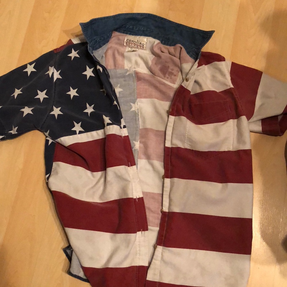 Red white and blue flag collared